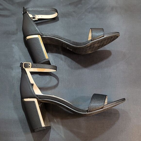 BRAND JONE NEW YORK CHUNKY HIGH HEEL OPEN TOE ADJUSTABLE BUCKLE SANDALS - Picture 9 of 14